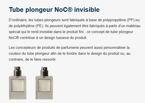 Flacons parfum avec tubes plongeur optiquement invisibles - Design luxueux